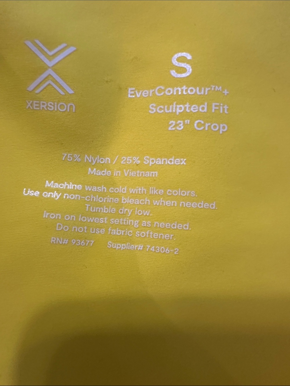 Xersion Size S High Rise Sculpted Fit 23-inch Crop “Empire Yellow” Leggings NWT - Picture 7 of 7